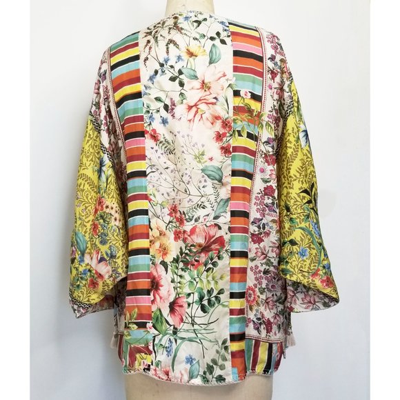 Johnny Was Colorful Floral and Stripe Blouse - Picture 9 of 13